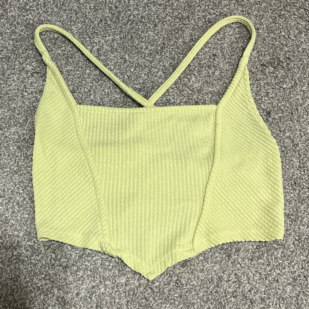 Lime Green Ribbed Crop Top